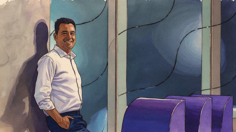 Eduardo Camargo, CEO da Motiva Rodovias, em seu escritório em São Paulo (Foto: Reprodução)