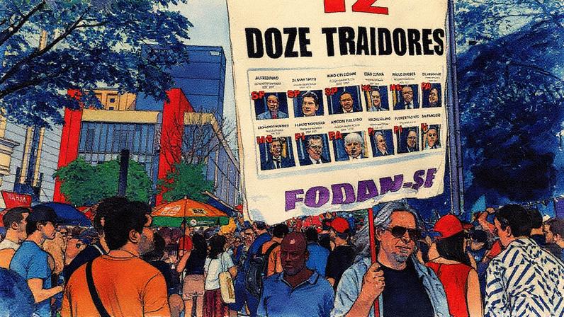 Protesto contra a PEC da Blindagem na Avenida Paulista, com manifestantes, incluindo petistas que votaram a favor da proposta (Foto: Reprodução)