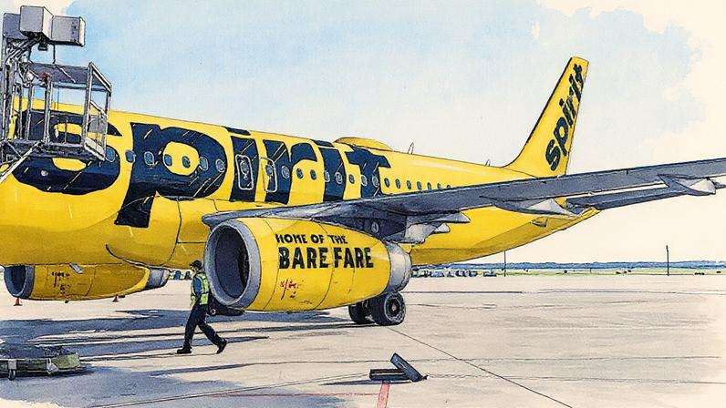 Aeronave da Spirit Airlines passa por operações de preparação para decolagem no Aeroporto Internacional de Austin-Bergstrom, em Austin, Texas, em 12 de fevereiro de 2024 (Foto: Reprodução)