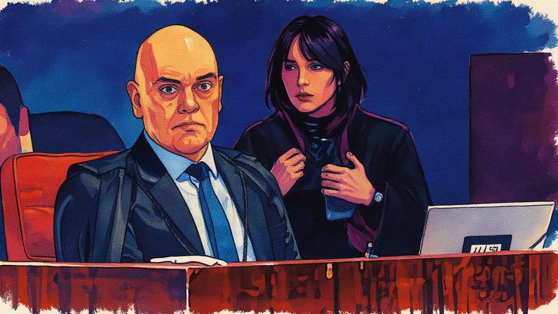 Alexandre de Moraes durante o segundo dia de julgamento no Supremo Tribunal Federal (STF) (Foto: Reprodução)
