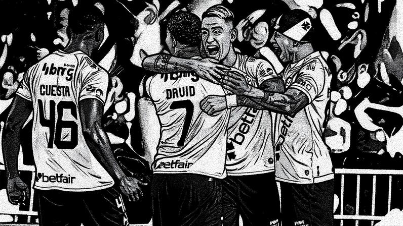 Jogadores do Vasco comemoram o gol de Puma contra o Bahia (Foto: Jorge Rodrigues/AGIF)