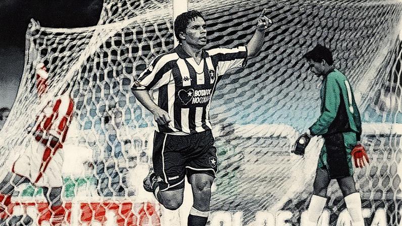 Almir comemora o primeiro gol da goleada do Botafogo sobre o Fluminense no Maracanã, pelo Brasileirão 2004. (Foto: Botafogo)