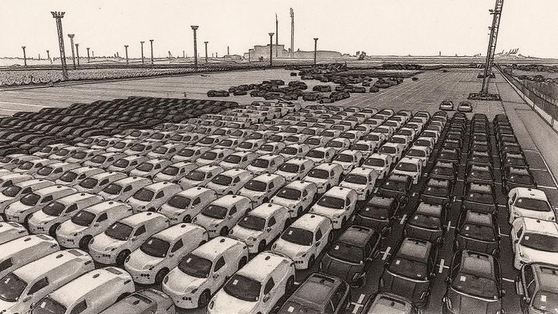Pátio lotado de carros chineses: exportação de elétricos cresceu quase 90% de janeiro a agosto deste ano