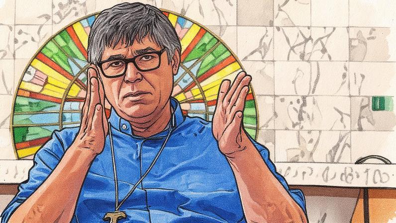 Maurizio Patriciello, en su parroquia de Caivano en una imagen de octubre de 2023. Antonio Balasco (KONTROLAB/LightRocket/Getty Images)