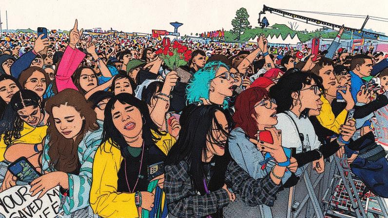 Fans of Pierce The Veil during day two of Lollapalooza Brazil at Autodromo de Interlagos on March 23, 2024 in Sao Paulo, Brazil.