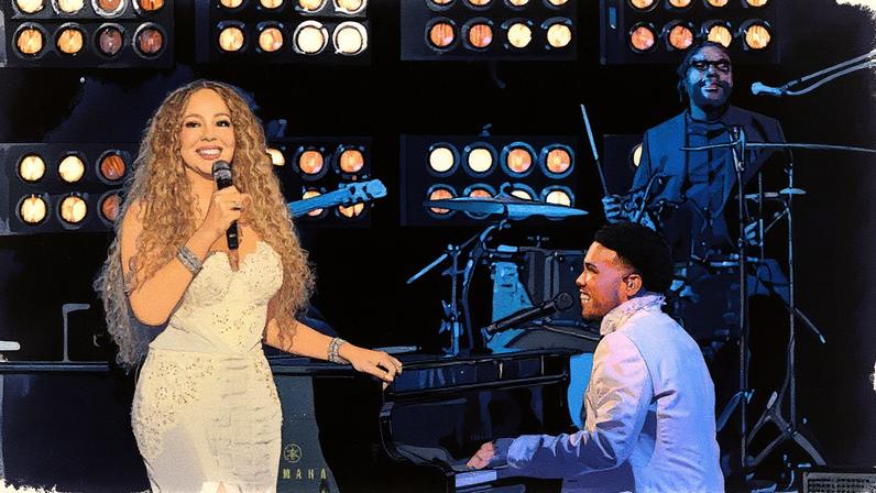 Mariah Carey and Anderson .Paak perform on 'The Tonight Show'. Todd Owyoung/NBC via Getty Image