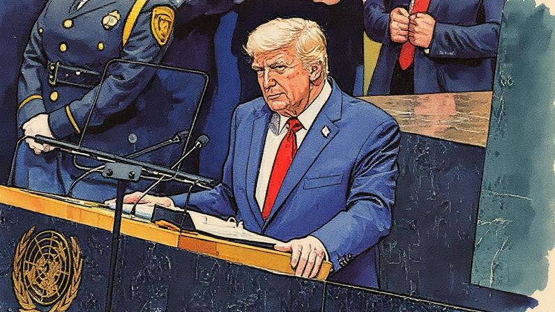 El presidente Donald Trump, durante su discurso en la Asamblea General de las Naciones Unidas, el martes 23 de septiembre de 2025 en Nueva York.