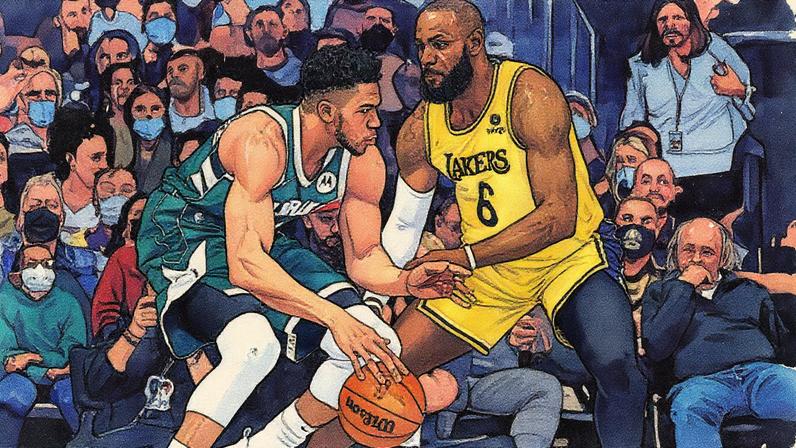 LeBron James e Giannis Antetokounmpo (Foto: Ronald Martinez / AFP)