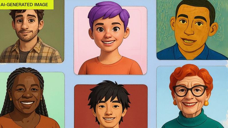 Here are some examples of the “Portraits” avatars available to select Copilot users.