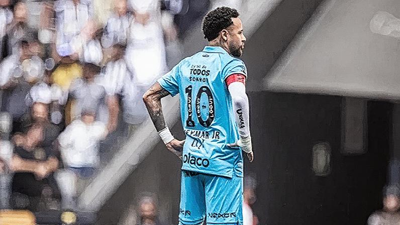 Neymar na Arena MRV durante duelo entre Atlético e Santos • Raul Baretta / Santos