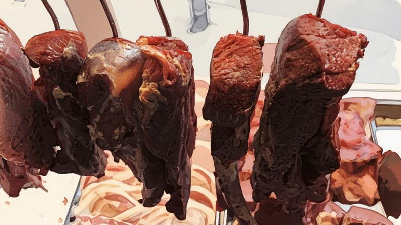 Pedaços de carne em açougue no Rio de Janeiro