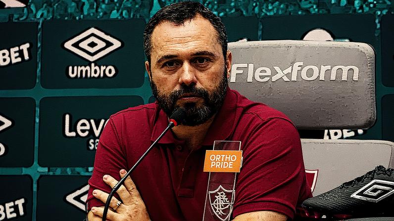 Presidente do Fluminense, Mario Bittencourt durante coletiva de imprensa no CT Carlos Castilho (Foto: Lucas Merção/Fluminense FC)