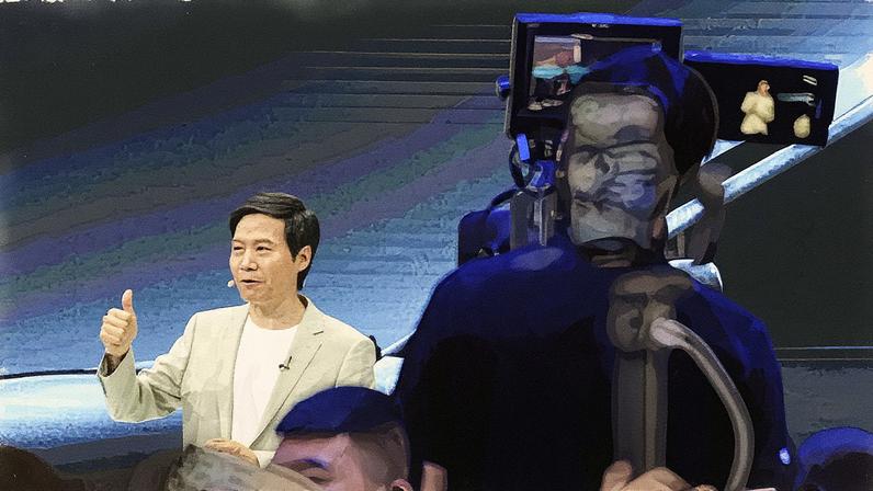 Como o bilionário da Xiaomi buscou o confronto direto para desafiar Apple e Tesla | Lei Jun, CEO e chairman da Xiaomi, no Beijing Auto Show em abril de 2024: desafio de enfrentar diretamente Apple e Tesla (Foto: Qilai Shen/Bloomberg)