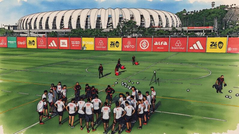 Primeiro treino de Ramón Díaz no Internacional, no CT Parque Gigante (Foto: SC Internacional)