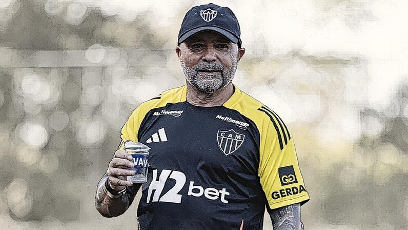 Jorge Sampaoli durante treino do Atlético-MG na Cidade do Galo, em Belo Horizonte (MG) (Foto: Reprodução)