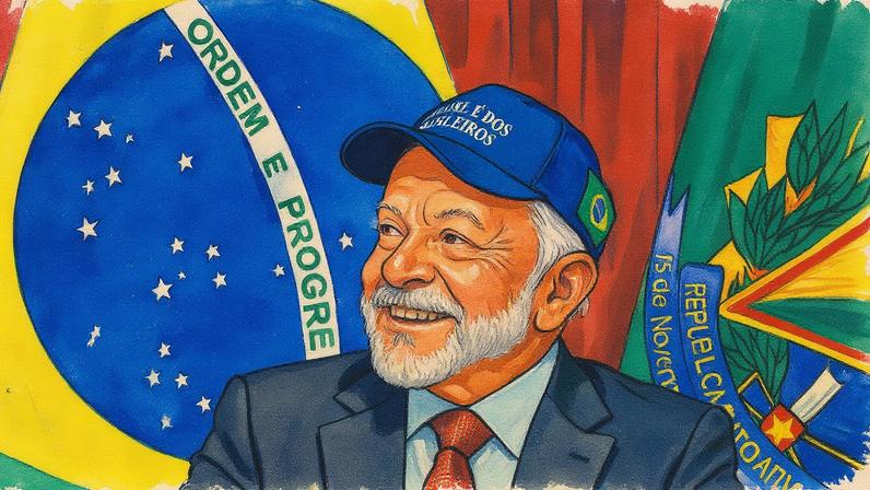 Lula usa boné com novo slogan do governo durante reunião ministerial (Foto: Reprodução)