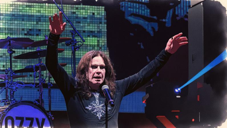 Cantor Ozzy Osbourne se apresenta no palco durante show no Rio de Janeiro em 2018 (Foto: Reprodução)