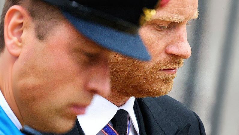 William, príncipe de Gales, e príncipe Harry, duque de Sussex, participam do funeral de estado da rainha Elizabeth II em Londres (Foto: Reprodução)