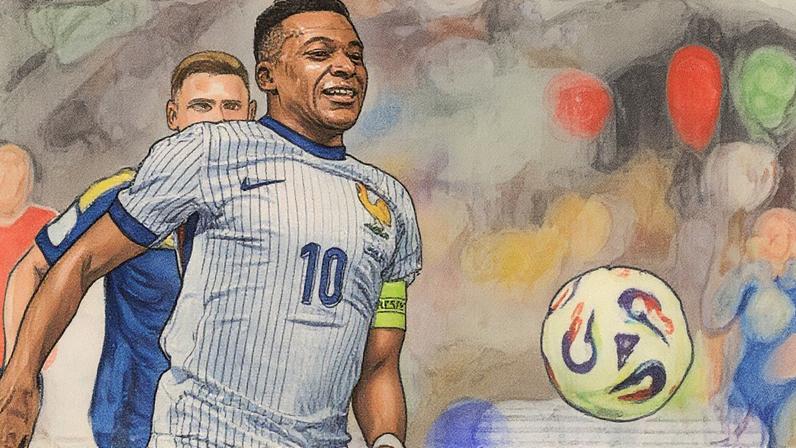Jogador Mbappé em ação durante partida entre França e Ucrânia pelas eliminatórias da Copa (Foto: Reprodução)