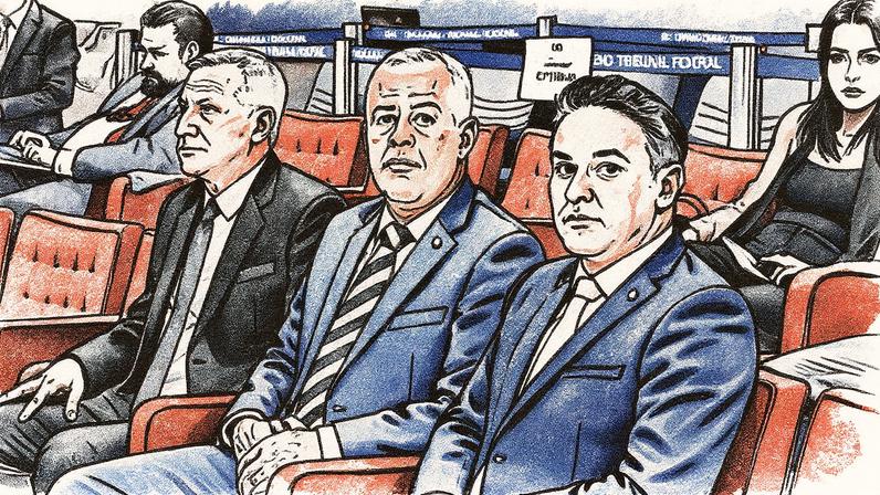 Deputados Sanderson, Evair de Melo e Zucco durante julgamento da trama golpista (Foto: Reprodução)