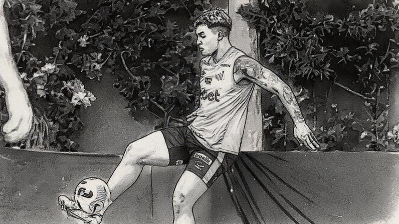 Marcos Leonardo, jogador revelado pelo Santos, em sua nova equipe, o Benfica, em 2023 (Foto: Reprodução)