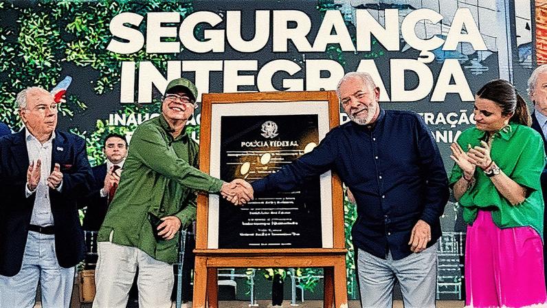 Presidente Luiz Inácio Lula da Silva durante cerimônia de inauguração do Centro de Cooperação Policial Internacional da Amazônia em Manaus (Foto: Reprodução)