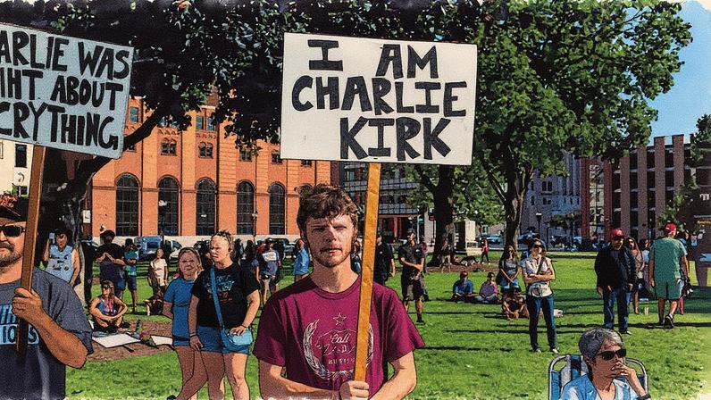 Vários participantes em uma manifestação republicana em Lansing, Michigan (Foto: Reprodução)
