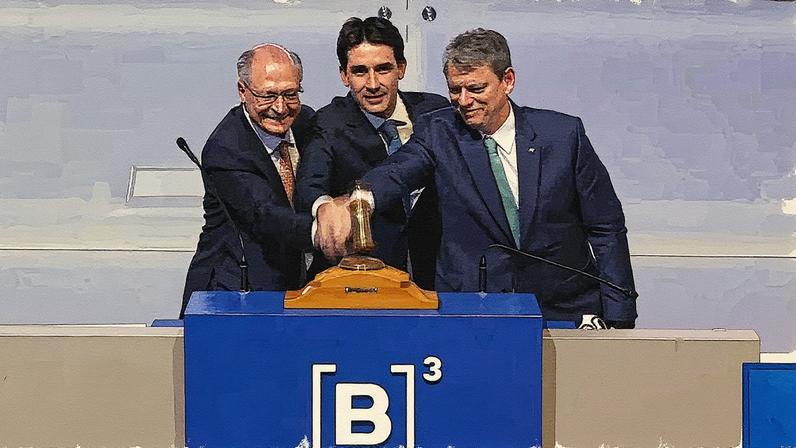 Geraldo Alckmin, Silvio Costa Filho e Tarcísio de Freitas participam de leilão (Foto: Reprodução)