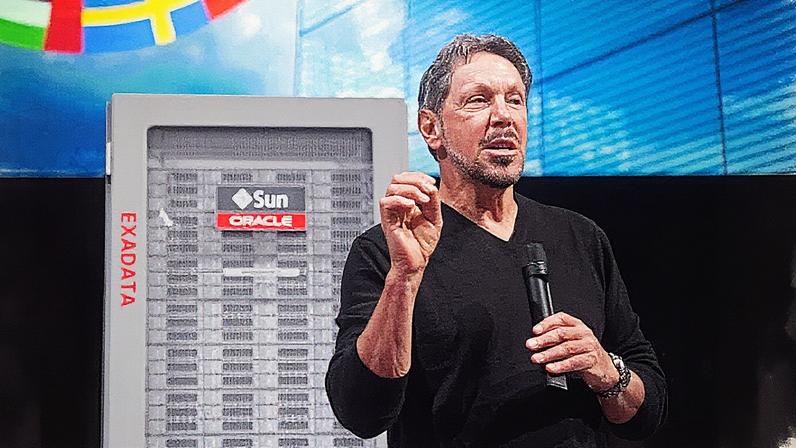 Larry Ellison, CEO da Oracle Corp, durante evento de lançamento na sede da empresa em Redwood Shores, Califórnia (Foto: Reprodução)