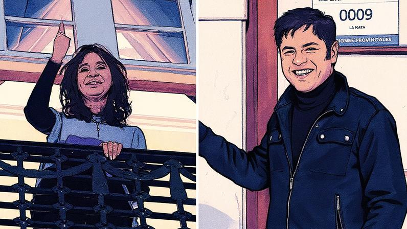 Cristina Kirchner e Axel Kicillof posam para foto em evento político (Foto: Reprodução)