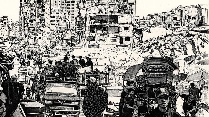 Palestinos tentam deixar a Cidade de Gaza durante ofensiva militar (Foto: Reprodução)