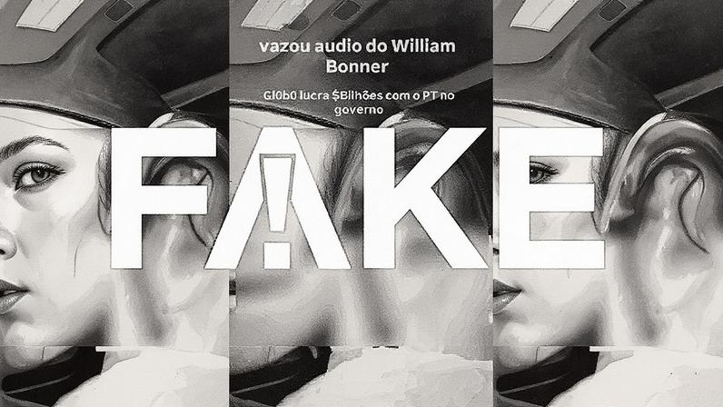 Áudio atribuído a William Bonner, supostamente afirmando que ajudou a eleger Lula e a combater o bolsonarismo, é classificado como #FAKE (Foto: Reprodução)