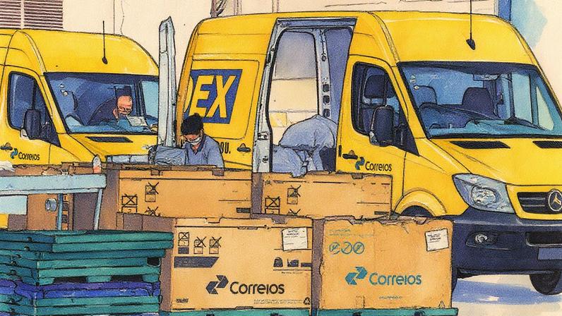 Centro de Tratamento de Encomendas dos Correios em Benfica, Zona Norte do Rio (Foto: Reprodução)