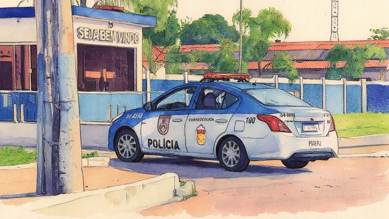 Viatura da Polícia Militar estacionada em via pública (Foto: Reprodução)