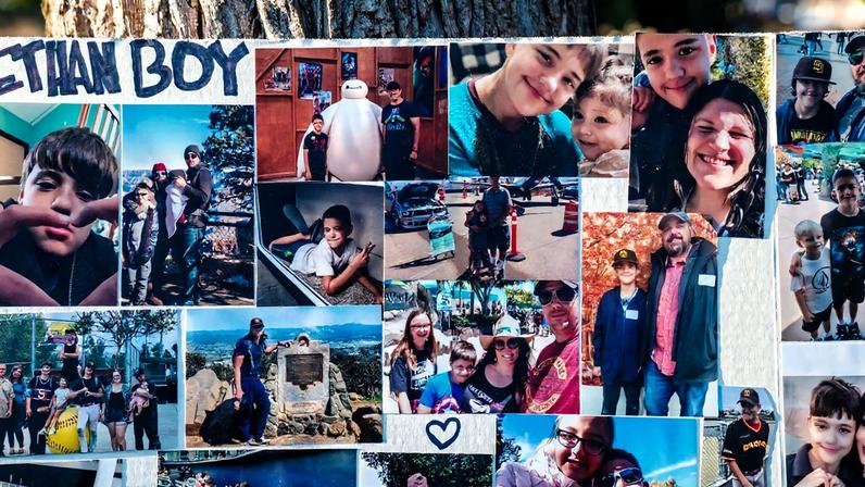 Colagem de fotos de família de Ethan Dallas, 15 anos, que era autista e jogador do jogo Roblox (Foto: Reprodução)