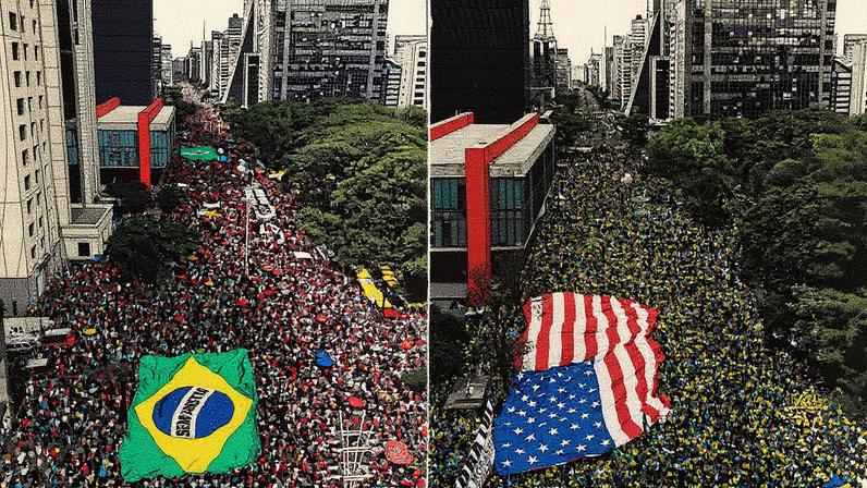 Manifestações na Avenida Paulista em 21 de setembro à esquerda e no dia 7 de setembro à direita (Foto: Reprodução)