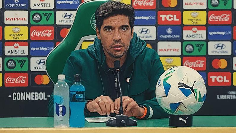 Abel Ferreira em coletiva do Palmeiras após vitória contra o River Plate • Foto: Reprodução/ TV Palmeiras