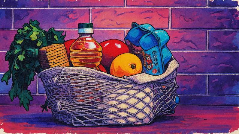 Cesta básica com diversos alimentos em sua composição (Foto: Reprodução)