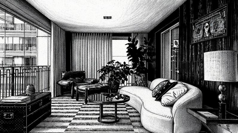 Sofá Curvo do Estúdio Lider e poltrona laranja Mole de Sergio Rodrigues em ambiente projetado pelo arquiteto Robert Robl (Foto: Reprodução)