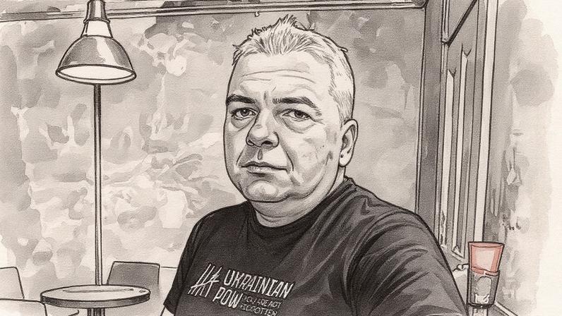 Maksim Butkevich em uma cafeteria de Kiev no sábado passado (Foto: Reprodução)