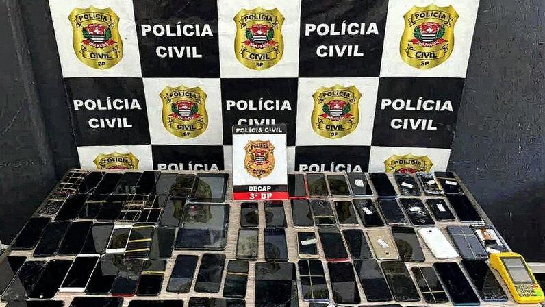 Celulares recuperados em projeto da Secretaria da Segurança Pública de São Paulo com cruzamento de dados (Foto: Reprodução)