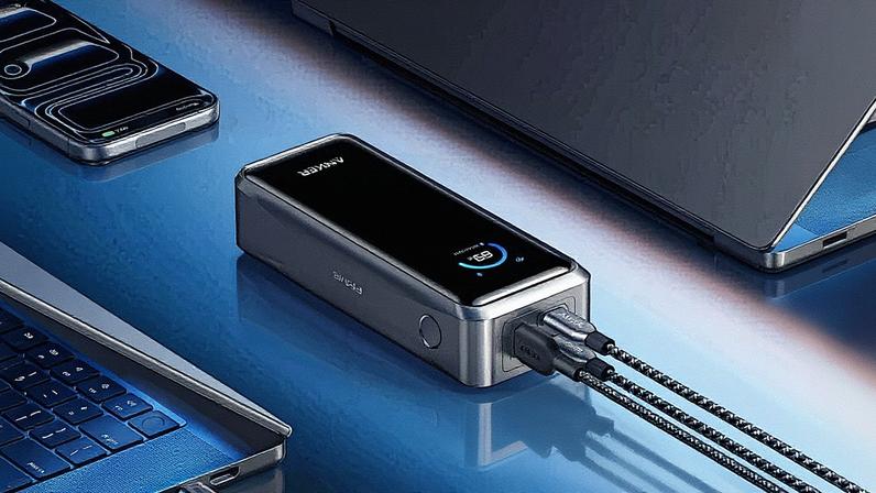 Anker’s new power bank features two USB-C ports and a USB-A port.