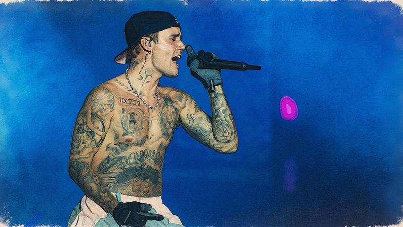 Justin Bieber se apresenta no palco do Sziget Festival em Budapest, Hungria, em agosto de 2022 (Foto: Reprodução)