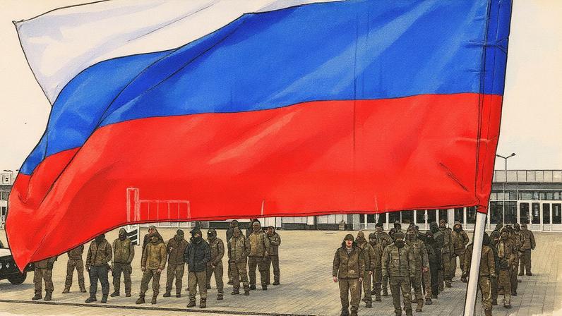 Militares russos participam de cerimônia para receber novos equipamentos para o conflito na Ucrânia (Foto: Reprodução)