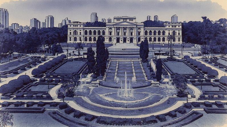 Museu do Ipiranga em São Paulo visto de uma perspectiva aérea (Foto: Reprodução)