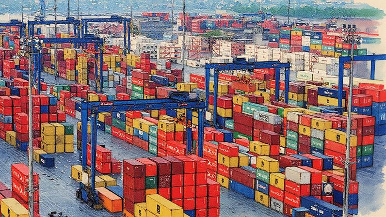 Contêineres em um porto, com medidas do governo Trump para evitar triangulação de taxas (Foto: Reprodução)