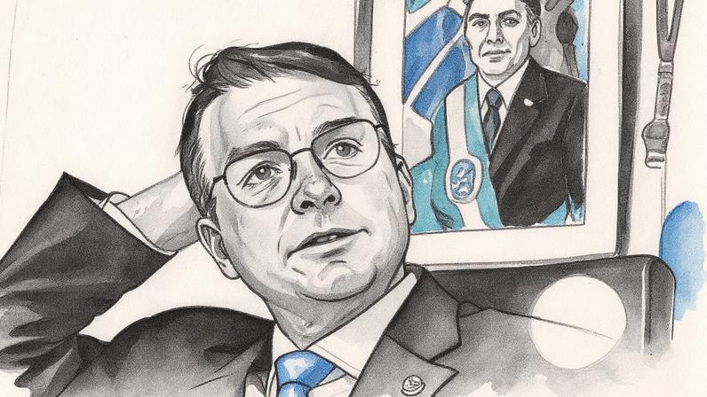 Flávio Bolsonaro em seu gabinete no Senado Federal, em Brasília (Foto: Reprodução)