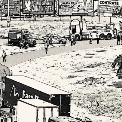 Avenida Brasil é liberada após tombamento de caminhão; trânsito permanece intenso