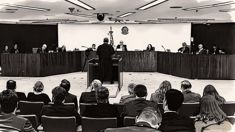 Sustentação oral durante julgamento no STF sobre a trama golpista (Foto: Reprodução)