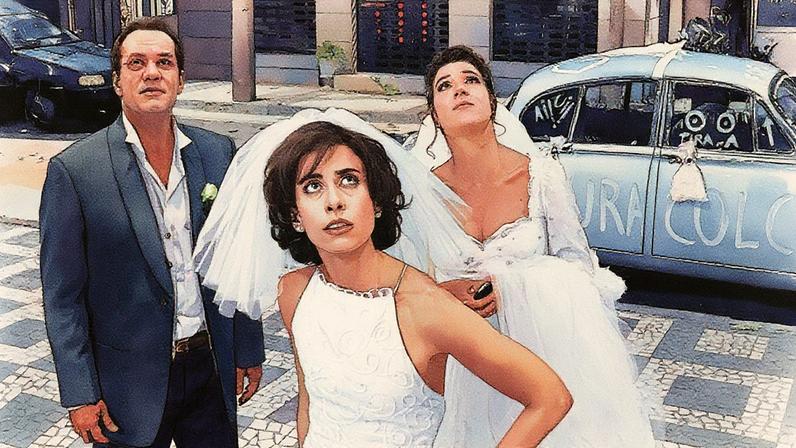 Fernanda em 'Os normais', ao lado de Luiz Fernando Guimarães e Marisa Orth (Foto: Reprodução)